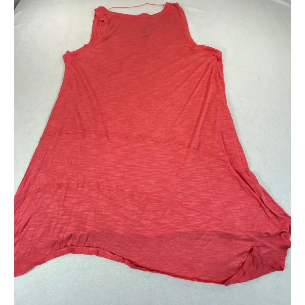 Cable & Gauge Tank Top Women 3X Coral Pink Sharkbite Hem Basic Sleeveless Slub